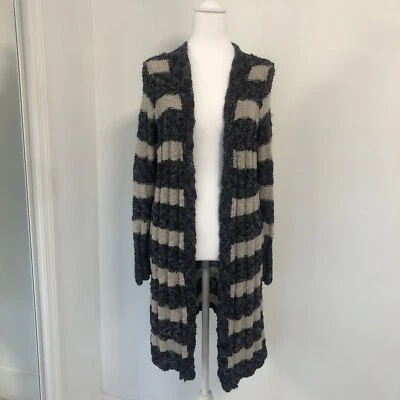 Suéter cárdigan tejido manga larga a rayas FREE PEOPLE para mujer talla XS frente abierto Foto 1 de 4