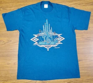 Vintage 1992 Nathan Richards T-Shirt ARIZONA Cactus Print LARGE Single Stitch - Picture 1 of 9