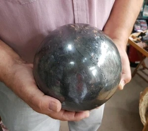 HUGE Haematite Sphere approx 175mm : over 19 kilos : too heavy to lift!! 😱🌈🔮 - Picture 1 of 12