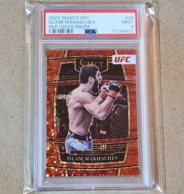 2022 Select UFC Islam Makhachev /99 Red Disco PSA 9 Mint Panini Prizm - Image 1 of 4