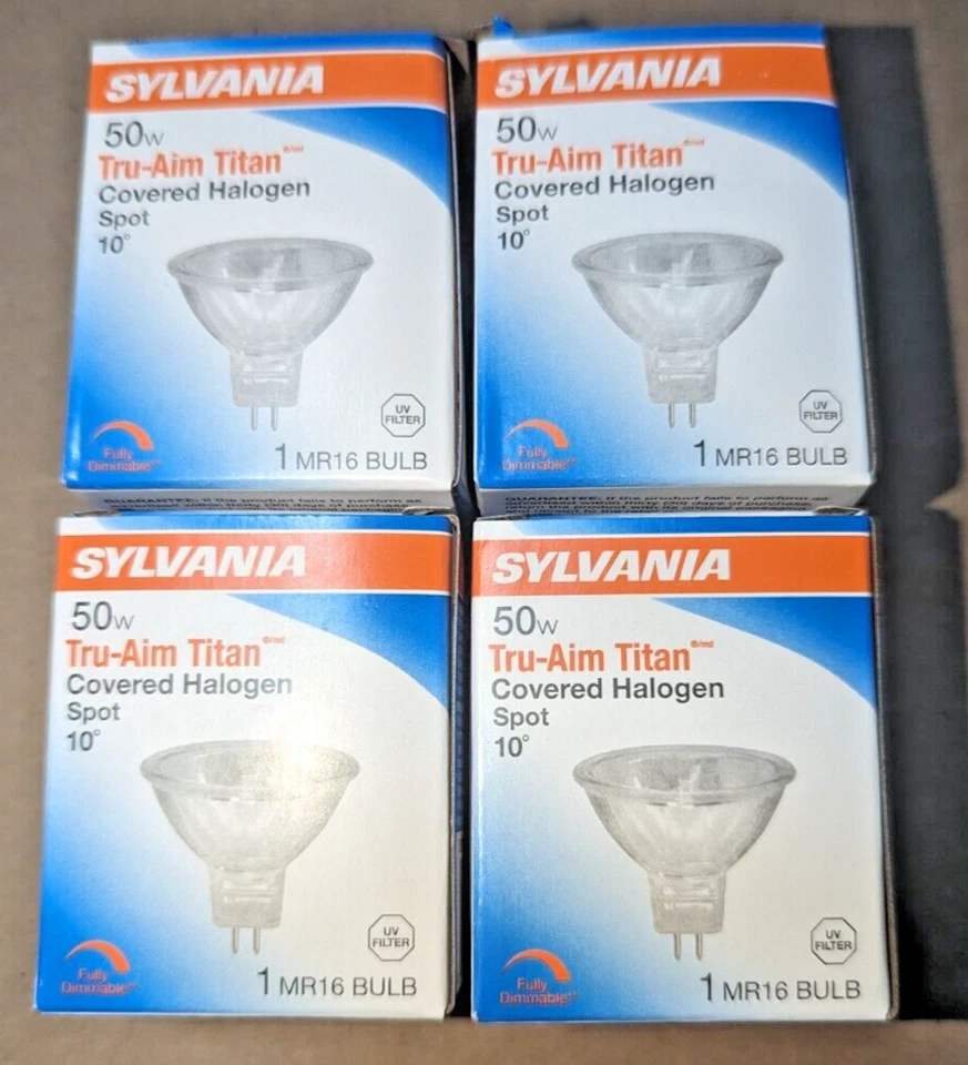 Sylvania EXT 50MR16/T/SP10/C  58307  Titan 50W 12V 10D Spot 3000k 4000hrs 4-Pack - Image 1 of 2