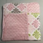 Htf Blankets And Beyond Pink Patchwork Baby Blanket 28"X28" Minky Dot Plush Guc