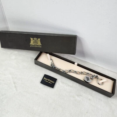 JUICY COUTURE Silver Tone Heart Charm Toggle Bracelet Y2K  - Image 1 of 4