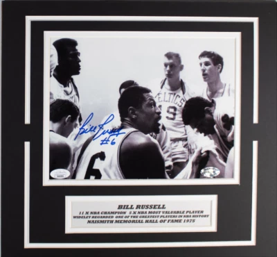 Bill Russell Boston Celtics Signed 8×10 Photo In A 14×18 Matted Display (JSA) - Image 1 of 3
