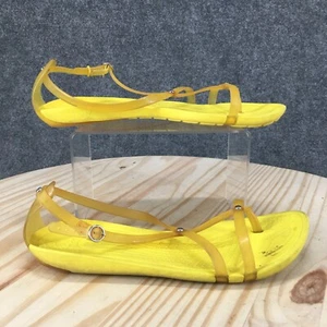 Crocs Sandals Womens 9 Really Sexi Flip Strappy Yellow Buckle Studded Open Toe - Picture 1 of 16