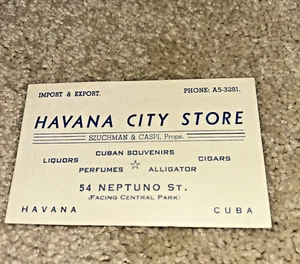 Tarjeta de visita HAVANA CUBA de los años 50 - HAVANA CITY STORE, 54 Neptuno St. Havana - Imagen 1 de 2