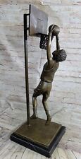 Hand Made Signed N.Lowe Number 10 Male Basketball Player Bronze Figurine Decor