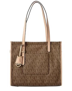 Michael Kors DARIEN Signature Print Medium Tote Shoulder Bag Mocha Nwt $278 - Picture 1 of 4