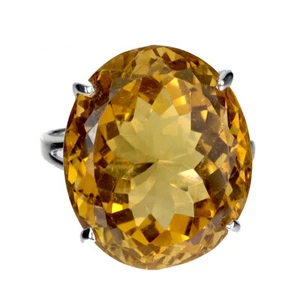 Summer 925 Silver Ring Oval Citrine 24ct Handmade Gemstone Jewelry Size 9.5 - Picture 1 of 13