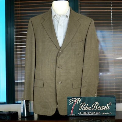 Abrigo Blazer Deportivo Palm Beach Para Hombre 44L Tostado Micro Cuadros Lana Texturizada Foto 1 de 4