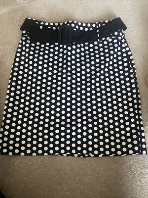 Falda Rafaella Lunares Mujer Talla 8 Blanco y Negro con Cinturón Foto 1 de 3