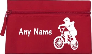 BMX Bike Print Red Personalised Kids Childs School Pencil Case - Picture 1 of 10
