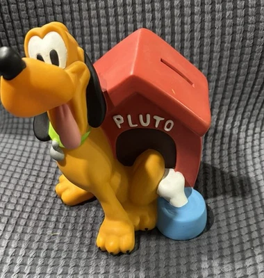 DISNEY PLUTO and Dog House Vinyl Bank  Vintage 7.5"x6" - Image 1 of 4