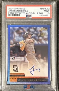 Jackson Merrill Auto /25 Blue Foil RC 2024 Topps Archives PSA 9 Pop 3 - Picture 1 of 3