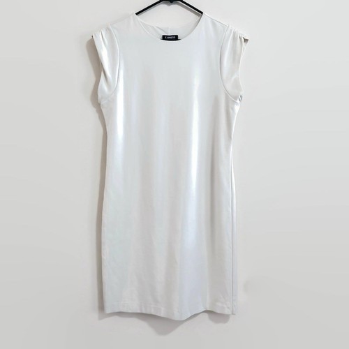 Express Off White tubino abito midi cappuccio manica elegante carriera preppy donna taglia S