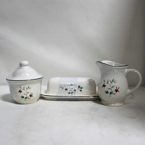 Lote de 3 Pfaltzgraff: crema Winterberry, tarro de azúcar y plato de mantequilla - Imagen 1 de 5