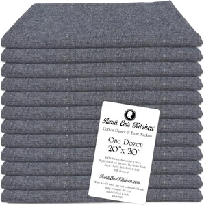 Tovaglioli di cotone verde salvia cucina Aunti Em's panno 20x20 pollici, nero Chambray  - Foto 1 di 1