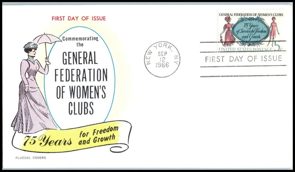 Federation Women's Clubs 1966 5c Sc 1316 FDC con caché clásico Fluegel UA Foto 1 de 1