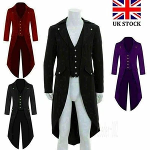 Retro Victorian Steampunk Swalow Gothic Tailcoat Men Jacket Ringmaster Tail Coat - Picture 1 of 13
