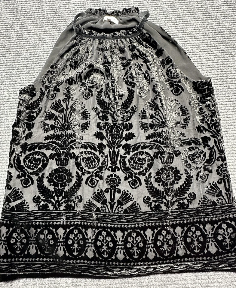 Max Studio Tank Top Womens Small Velvet Burnout Halter Boho Sheer Lined Blouse - Image 1 of 4