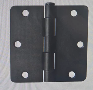 24 Matte Black 3.5"X3.5" Inch Door Hinges 1/4" Radius Corner  Interior 3" 3.5" - Picture 1 of 12