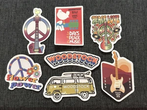 Lot of (7) WOODSTOCK Festival 3/4" to 3" Logo STICKERS Fast! FREE SHIP! - Picture 1 of 1