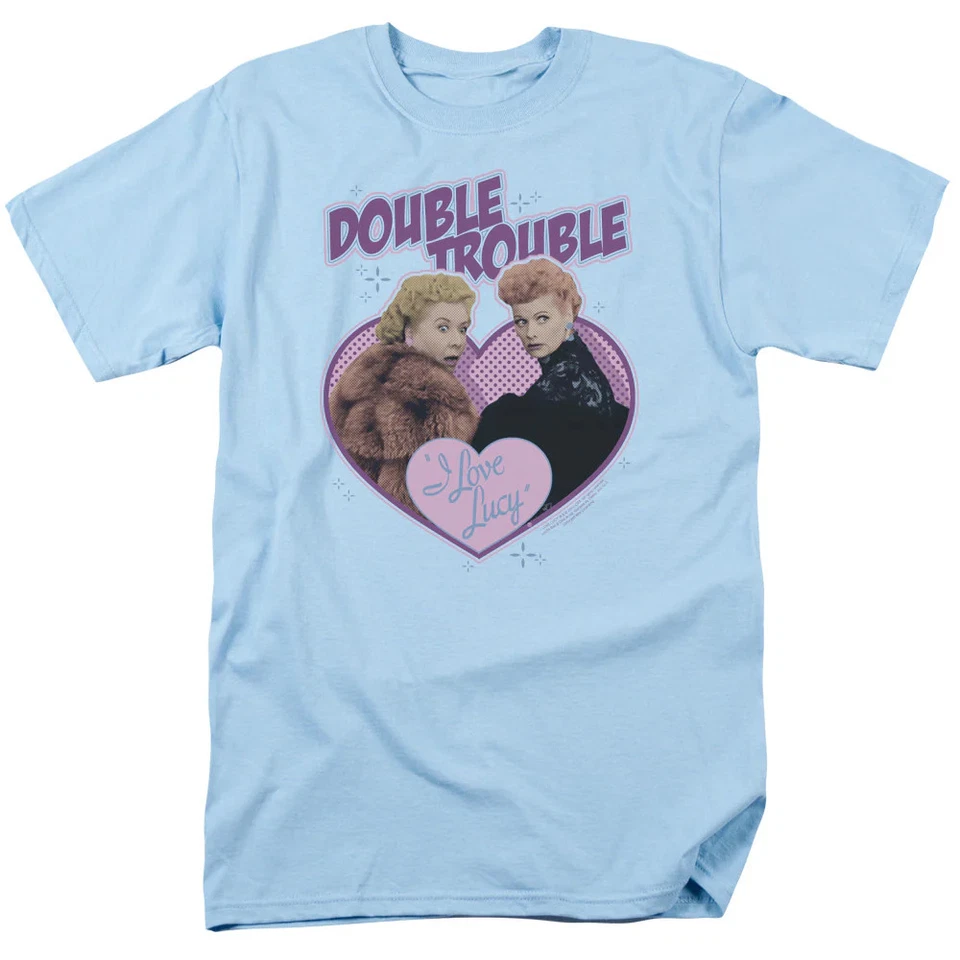 I Love Lucy Double Trouble Mens T Shirt Light Blue - Image 1 of 1