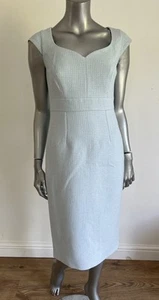 Womens Hobbs Pale Blue Dress Emmaline Tweed Wedding Occasion Party RRP £189 - Picture 1 of 24