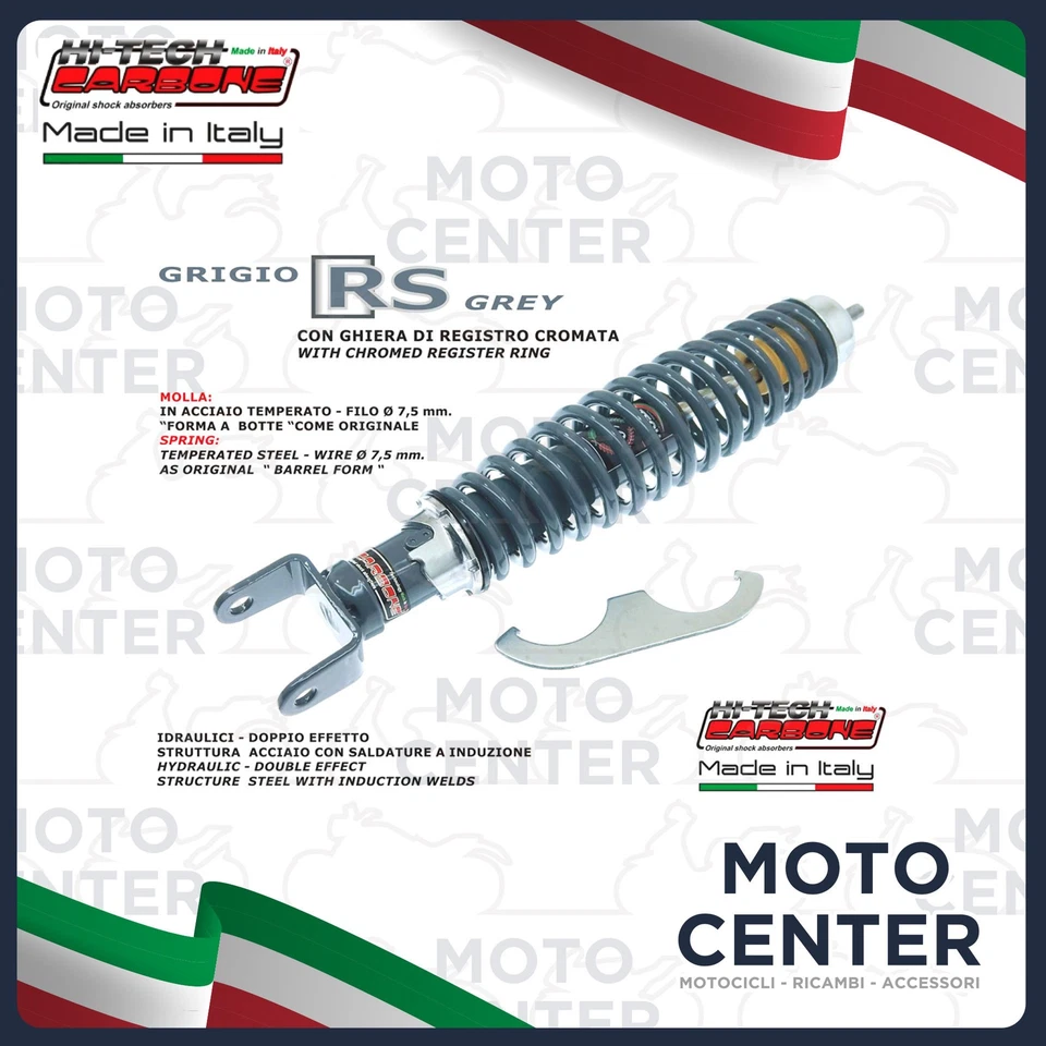 Amortisseur Arrière Réglable Carbone Sport Gris RS Piaggio Vespa PX 12 - Photo 1/1