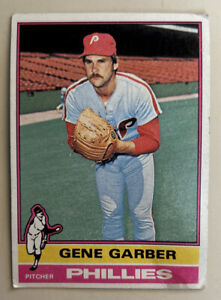 1976 Topps Gene Garber Baseball Card #14 Phillies Pitcher Low-Grade Stained