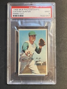 1969 Jim Catfish Hunter MLB PhotoStamps PSA 9 Mint Oakland A's Low Pop KC