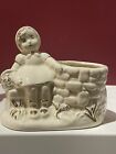 Vintage Dutch Girl at the Well Basket Flowers Planter Cream Gold