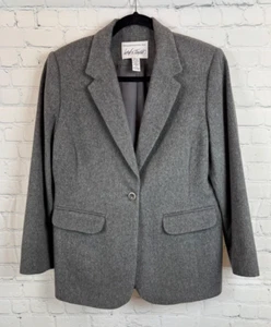 LORD & TAYLOR gray wool cashmere blend flannel jacket blazer 8 - Picture 1 of 8