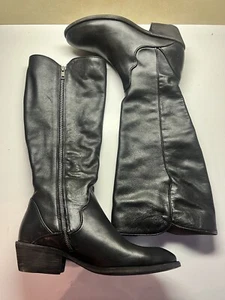 Frye Carson Piping Tall Black Leather  Boots Extended Women’s US 7 B Msrp $359 - Picture 1 of 5