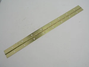 17" Brass Plated Steel Continuous Piano Hinge with 90 Degree Inside Stop - Picture 1 of 4