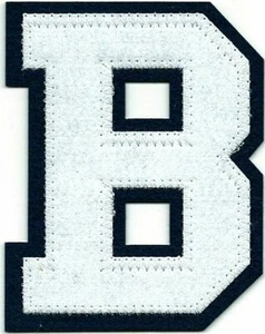 3 1/4" Tall White Navy Blue Block Letterman's Letter B Felt Patch - Picture 1 of 1