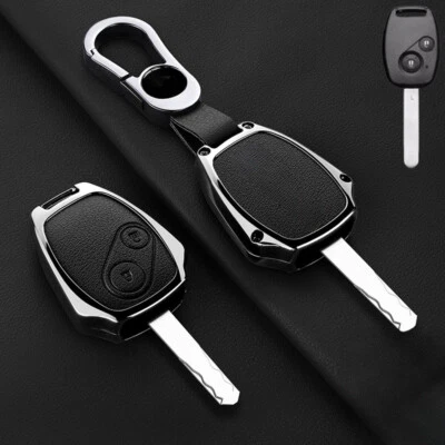 For Honda Pilot Accord Ridgeline Jazz Zinc Alloy Leather Car Key Fob Case Cover Foto 1 de 4