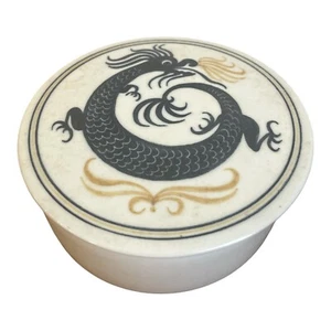 VINTAGE STUDIO POTTERY CERAMIC DISH WITH DRAGON SIGNED - Picture 1 of 8