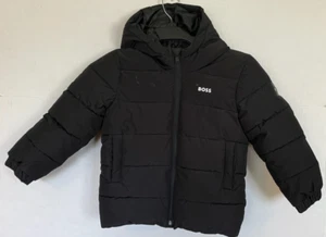 HUGO BOSS BOYS PUFFER COAT W HOOD IN BLACK SIZE 5 EUC - Picture 1 of 4