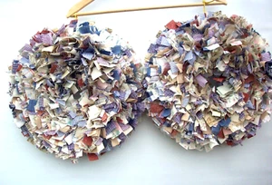 2 Pair 35 cm handmade rag fabric wreaths Handmade Round - Picture 1 of 4