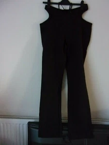 New Boohoo Black Cut Side Slim Fit Trousers Size: UK 10 RRP: £15 - Picture 1 of 8