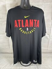Atlanta Hawks Shirt Mens XL Black Yellow Spell Out Basketball Tee Nike Dri Fit