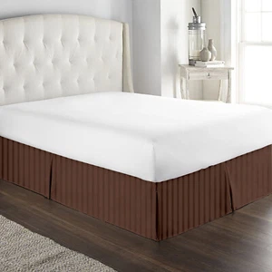 Falda de cama de marca de 1 pieza AU Select longitud de caída talla y rayas marrones TC - Imagen 1 de 7