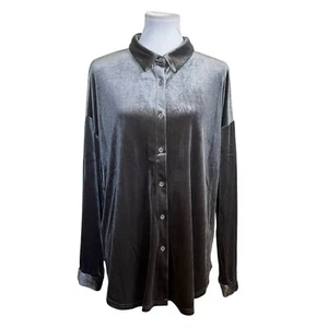 Weekend Suzanne Betro Velvet Blouse Size 1X Womens Button Up Long Sleeve - Picture 1 of 6