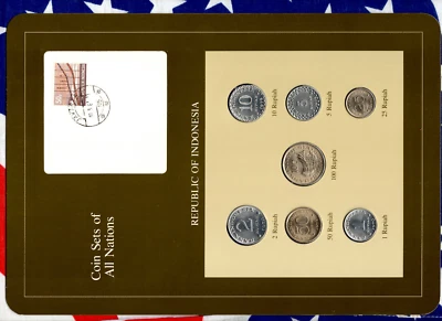 Juegos de monedas de todas las naciones Indonesia 1970-1979 UNC 100 rupias 1978 Foto 1 de 3