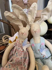 Tilda Due Coniglietti 2 Rabbit Bambola di Stoffa Doll Handmade Pasqua Easter - Bild 1 von 13
