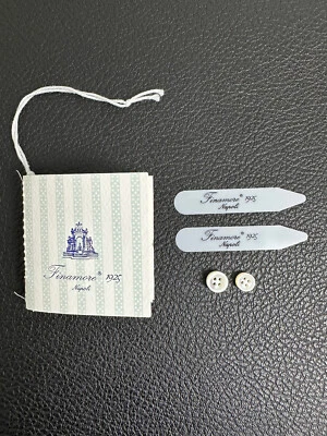 Finamore Hemden- / Kragenstäbchen & Perlmuttknöpfe in weiß / original / NEU / K5 - Bild 1 von 4