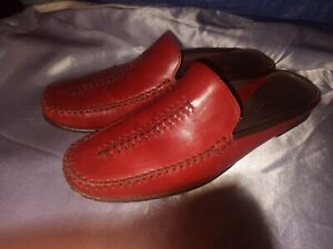 Cole Haan Country Women's Mules Sz 8 1/2 AA Red Leather Shoes D 13455 India
