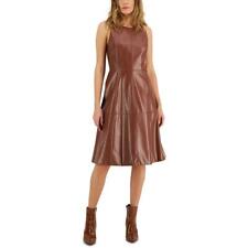 INC Womens Faux Leather Sleeveless Knee-Length Fit & Flare Dress BHFO 4742