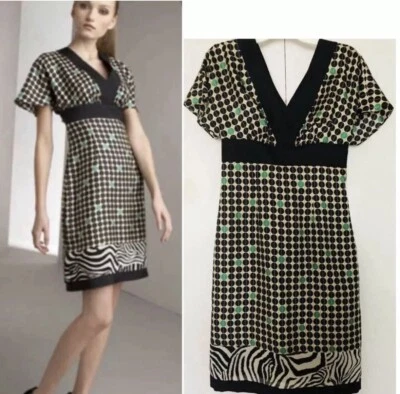 Vestido Phoebe Couture 100% Seda Talla 8 Kimono Lunares Estampado Animal Parte Inferior Foto 1 de 4